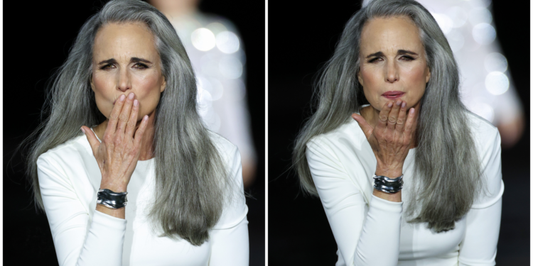Andie MacDowell walks the runway during the Le Défilé L